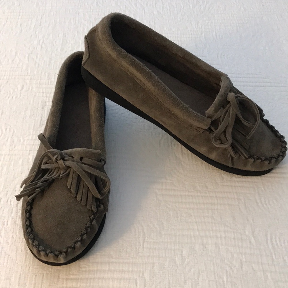 New Laurentian Chief of Canada Gray Suede Leather Moccasins Size 7